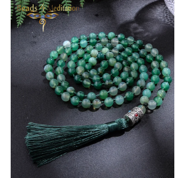 Striped green agate Vedic Prayer bead