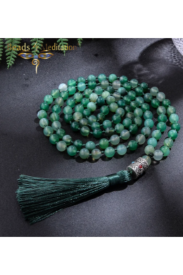 Striped green agate Vedic Prayer bead